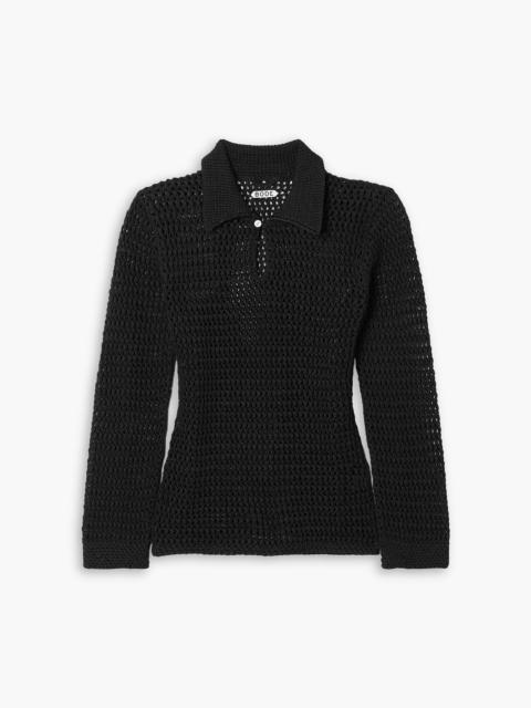 BODE Willows crocheted cotton polo sweater