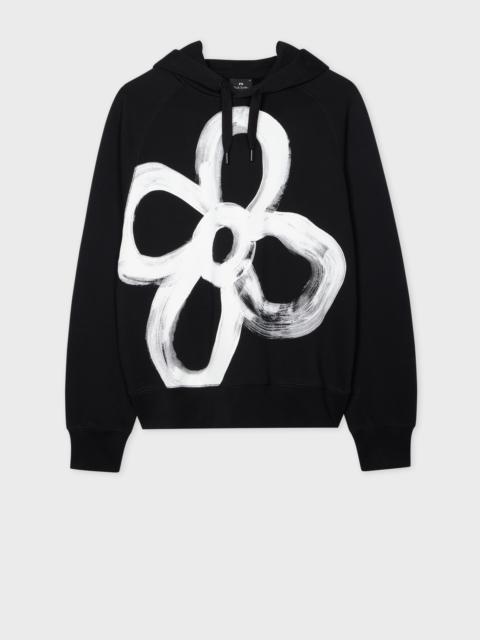 Black 'Happy Floral' Print Hoodie