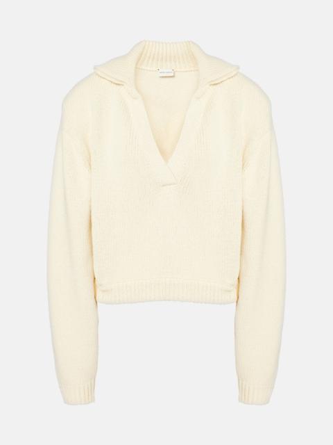 Cropped cotton-blend polo sweater