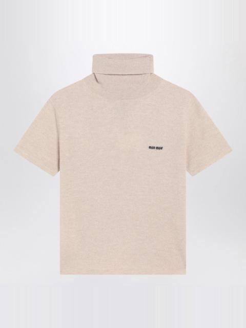 Miu Miu Miu Miu Sandy Colored Turtleneck Sweater In Cashmere Women