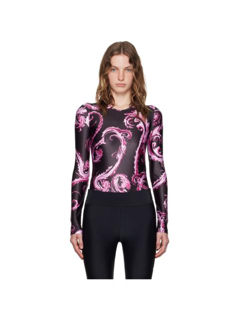 VERSACE JEANS COUTURE Black & Pink Chromo Couture Bodysuit