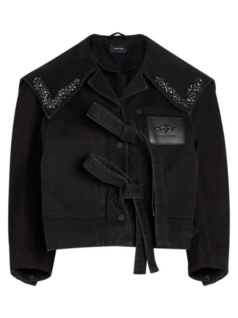 Simone Rocha Simone Rocha Crystal-embellished Cropped Denim Jacket