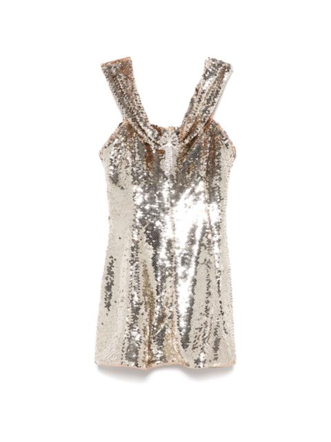 sequin off-shoulder mini dress