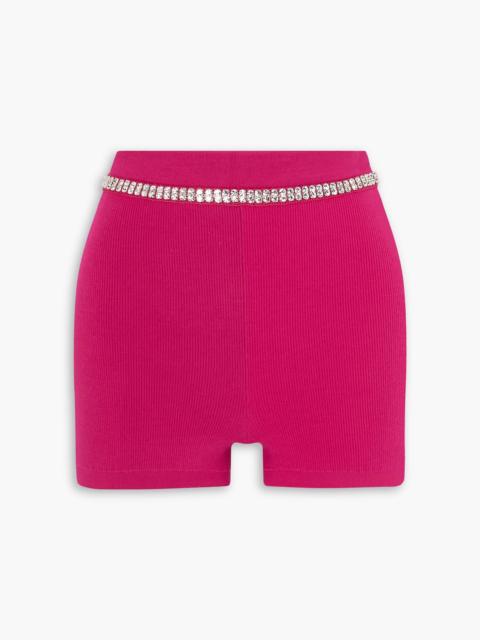 rabanne Crystal-embellished ribbed-jersey shorts