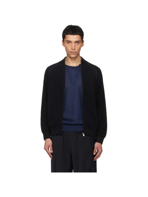 LE17SEPTEMBRE Black Open Knit Zip-Up Cardigan