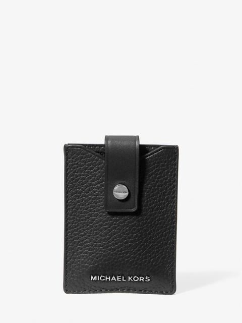 MICHAEL KORS Hudson Pebbled Leather Snap Card Case