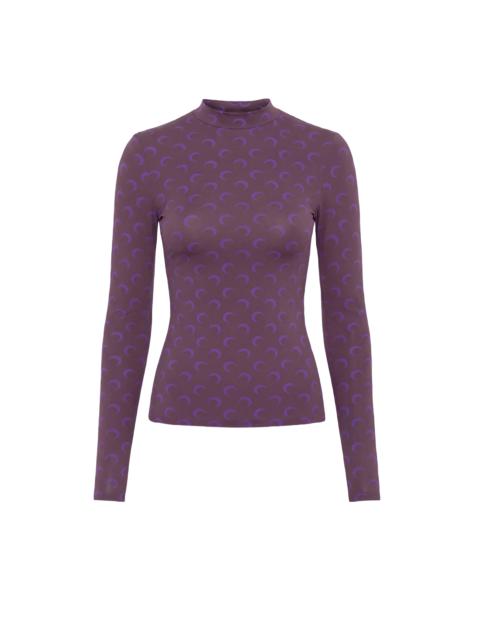 Marine Serre MOON PRINTED JERSEY LS HIGHNECK TOP