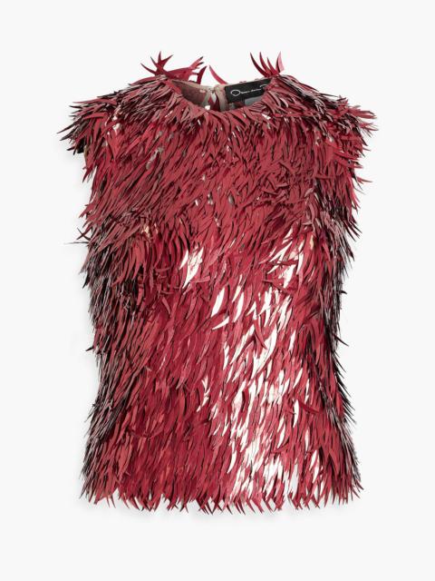Oscar de la Renta Sequined tulle top