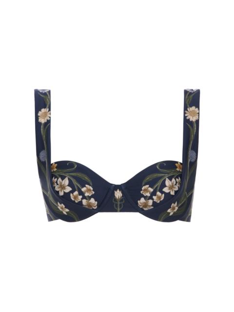 Agua by Agua Bendita Zucchini Floral Bikini Top navy