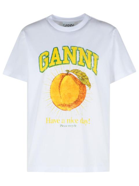 Ganni 'Peach' White Cotton T-Shirt Women