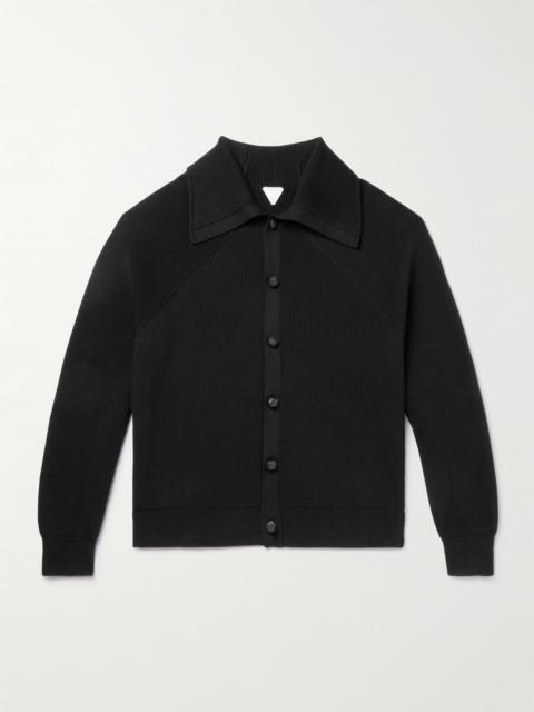 Bottega Veneta Ribbed Cotton Cardigan Black