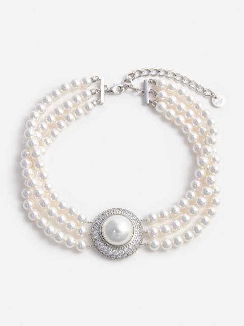 self-portrait Small Crystal Pearl Choker