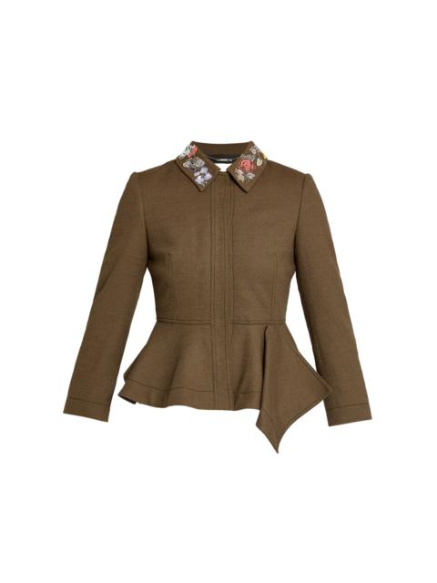 Erdem Peplum Wool Jacket olive