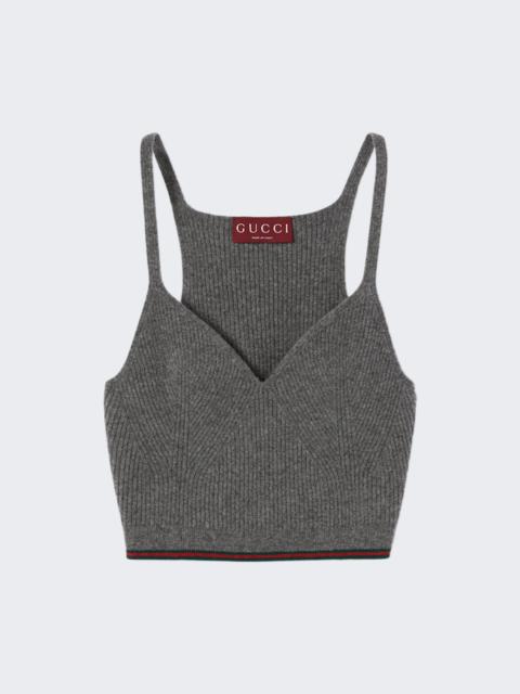 GUCCI Ribbed Felted Tank Top Dusty Dark Grey