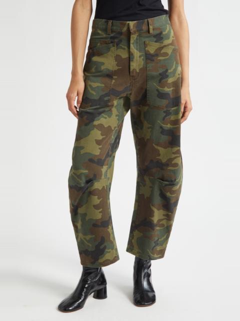 NILI LOTAN Nili Lotan Shon Camo Barrel Leg Pants in Camouflage at Nordstrom