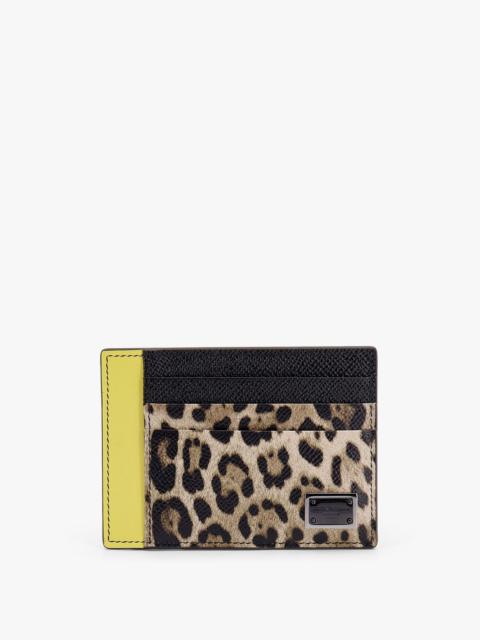 Other Designers Dolce E Gabbana Saffiano Leather Card Holder With Animalier Insert