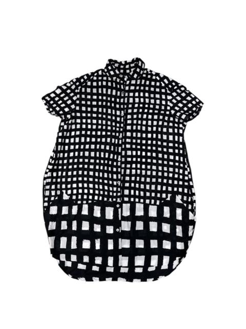 ISSEY MIYAKE TSUMORI CHISATO BLACK & WHITE PLAID FLANNEL BUTTON UP SHIRT