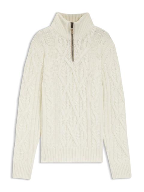 BOSS WOOL-CASHMERE SWEATER WITH CABLE KNIT