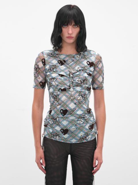 Chopova Lowena Blue Sonicscape Tartan Mesh Top