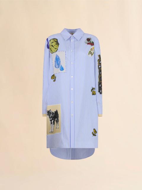 Marni LIGHT BLUE STRIPED POPLIN SHIRT DRESS