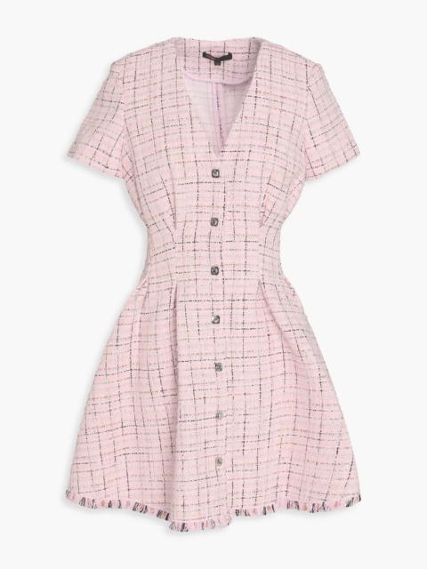 maje Checked metallic tweed mini shirt dress