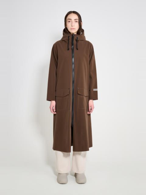 Stutterheim Mosebacke Long Patch Raincoat Dark Brown