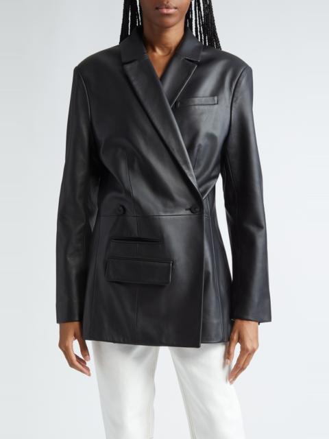 JACQUEMUS La Veste Tibau Asymmetric Leather Blazer