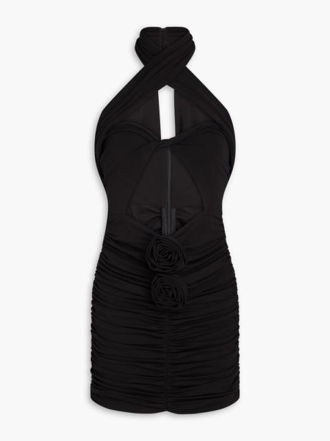 MAGDA BUTRYM Floral-appliquéd cutout stretch-jersey mini dress