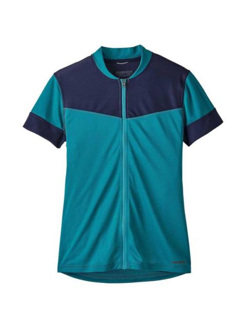 Patagonia Teal Navy Crank Craft Blue Colorblock Cycling Jersey Small