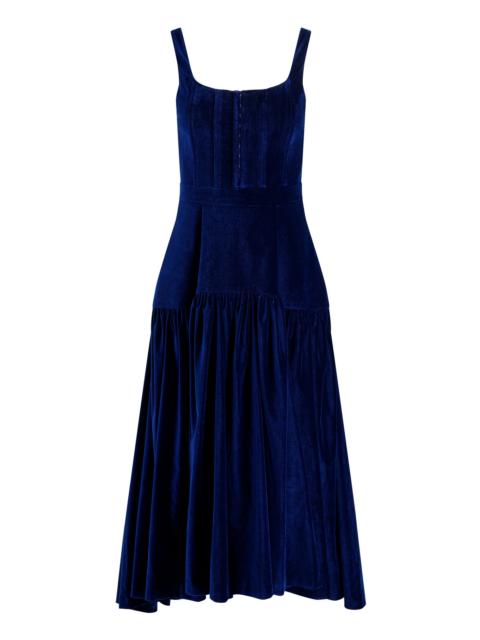 Alice + Olivia DIANA VELVET STRUCTURED MIDI DRESS