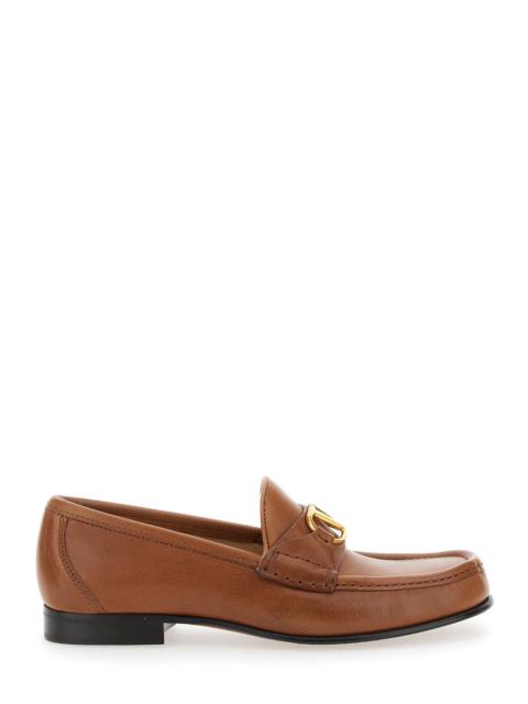 Valentino Valentino Garavani Women Brown Loafers With Vlogo Signature Detail In Leather Man