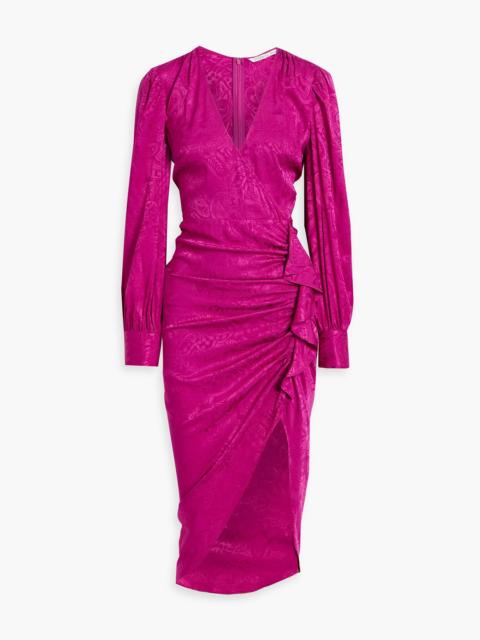 VERONICA BEARD Weiss wrap-effect silk-blend jacquard midi dress