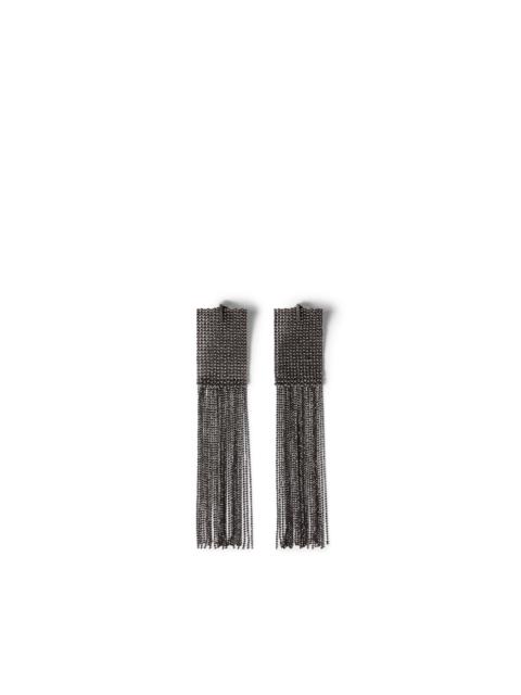 Brunello Cucinelli Brunello Cucinelli Silver frayed earrings in Lignite Grey at Nordstrom