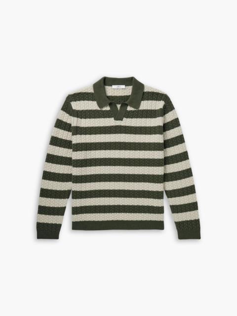 Other Designers Striped cable-knit wool polo shirt