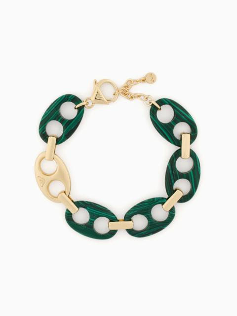 EMPORIO ARMANI GREEN RECONSTITUTED MALACHITE CHAIN BRACELET