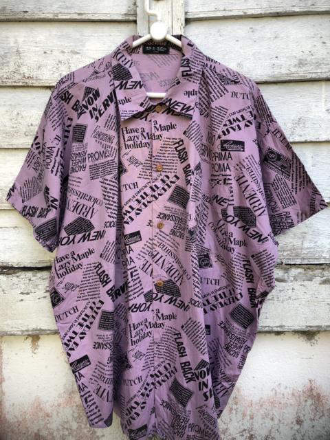 Other Designers Vintage - Kiru To Modern Homme Fullprint Ads Flyer Wood Button Shirt