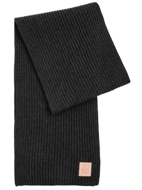 Loewe Logo Ribbed Cashmere Scarf