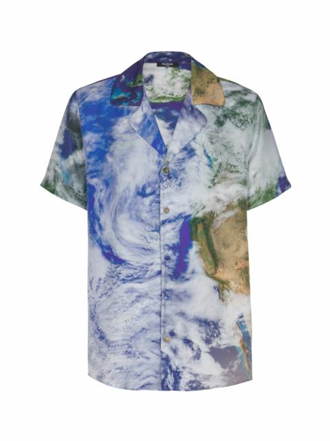 Balmain Balmain Pyjama shirt with Earth print in Multicolor at Nordstrom