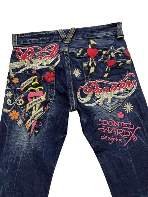 Other Designers Ed Hardy × Japanese Brand - FYE TATTOO WEAR🔥RED PEPPER x ED HARDY Stretched Denim FLARE
