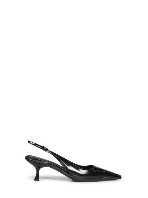 Prada Prada Calzature Women Black Brushed Leather Slingback Pumps