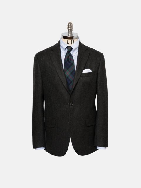 J. PRESS MADE-IN-CANADA DARK OLIVE HERRINGBONE WOOL/CASHMERE SPORT COAT