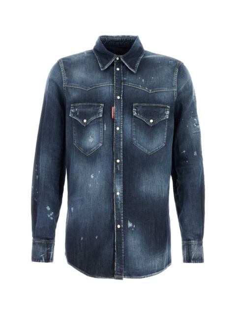 DSQUARED2 Dsquared Men Stretch Denim Fashion Western Shirt