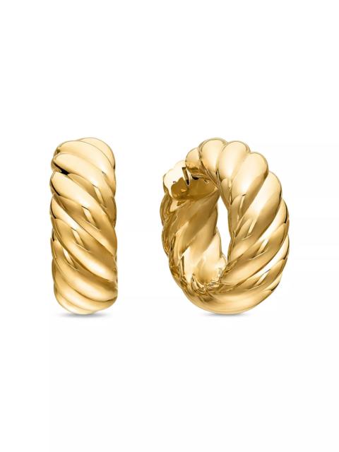 DAVID YURMAN 18K Yellow Gold Sculpted Cable Huggie Hoop Earrings