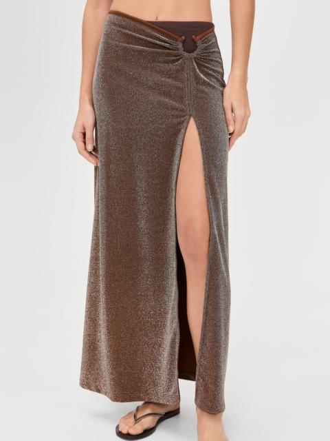 Johanna Ortiz Shimmering Brown Nuevo Destino Midi Skirt