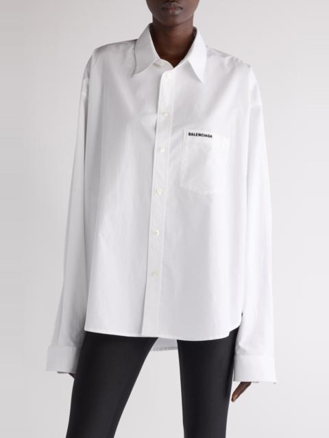 BALENCIAGA Balenciaga Regular Cotton Button-Up Shirt in 9000 White at Nordstrom