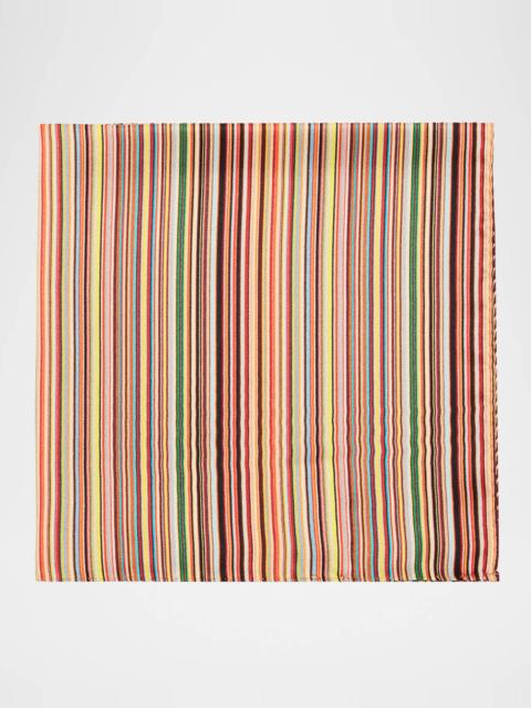 Paul Smith Men's Silk Signature Stripe Pocket Square