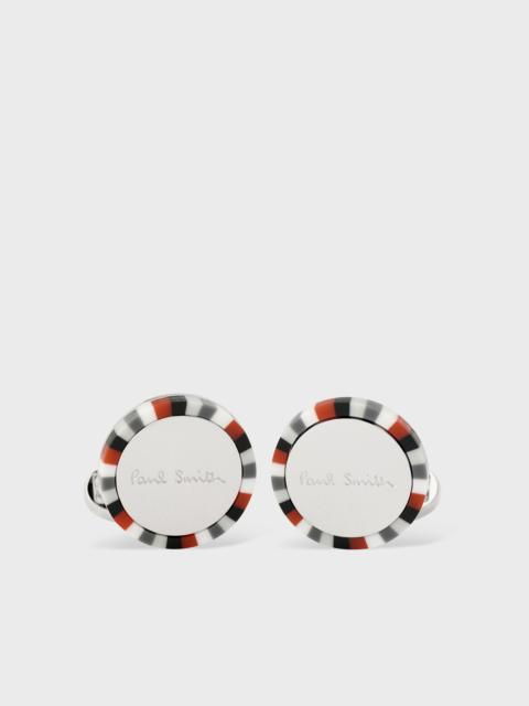 Paul Smith Paul Smith for Manchester United - Red Striped Edge Circular Cufflinks