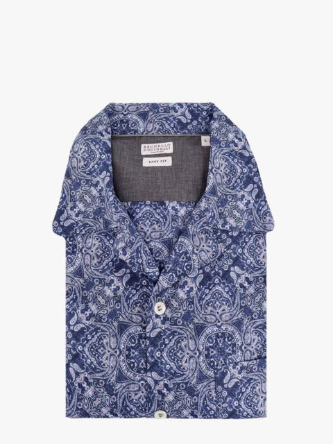 Brunello Cucinelli Cotton Easy Fit Shirt With All-Over Print