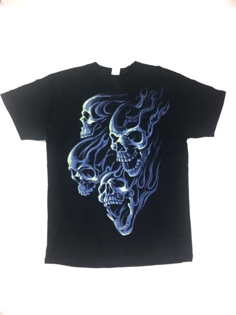 Other Designers Streetwear - Blue skull flame overprint shirt