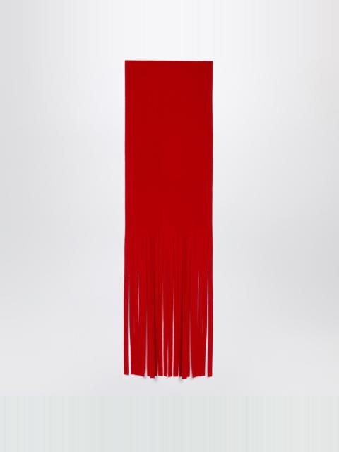 Sportmax Red Wool Scarf with Fringes